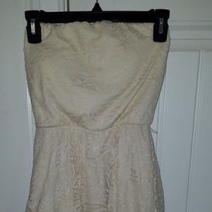 AUW Off-white Lace strapless Country Style dress